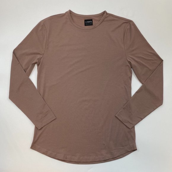 Cuts Clothing Long Sleeve Crew Curve Hem T-Shirt - Picture 2 of 3